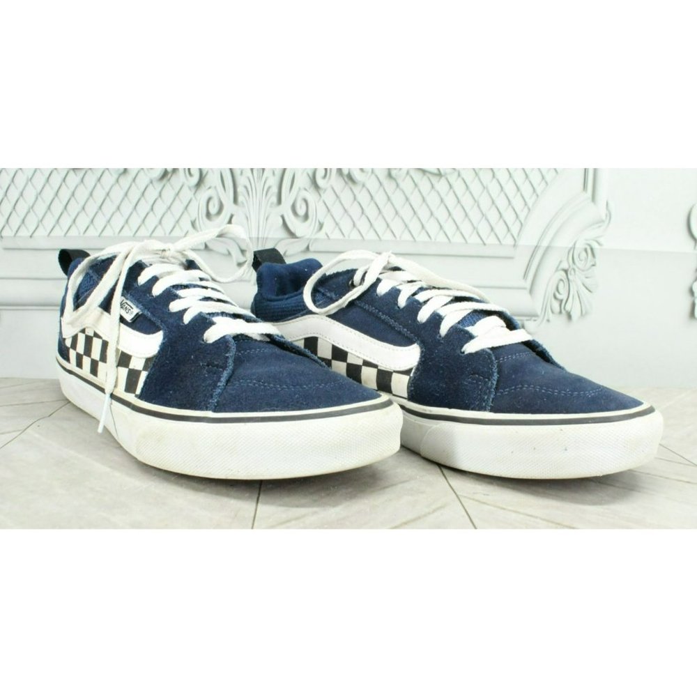 Vans Of The Wall Blue Suede Lace Up Checkerboard Skate Sneakers Shoes Size 8 - Picture 3 of 9